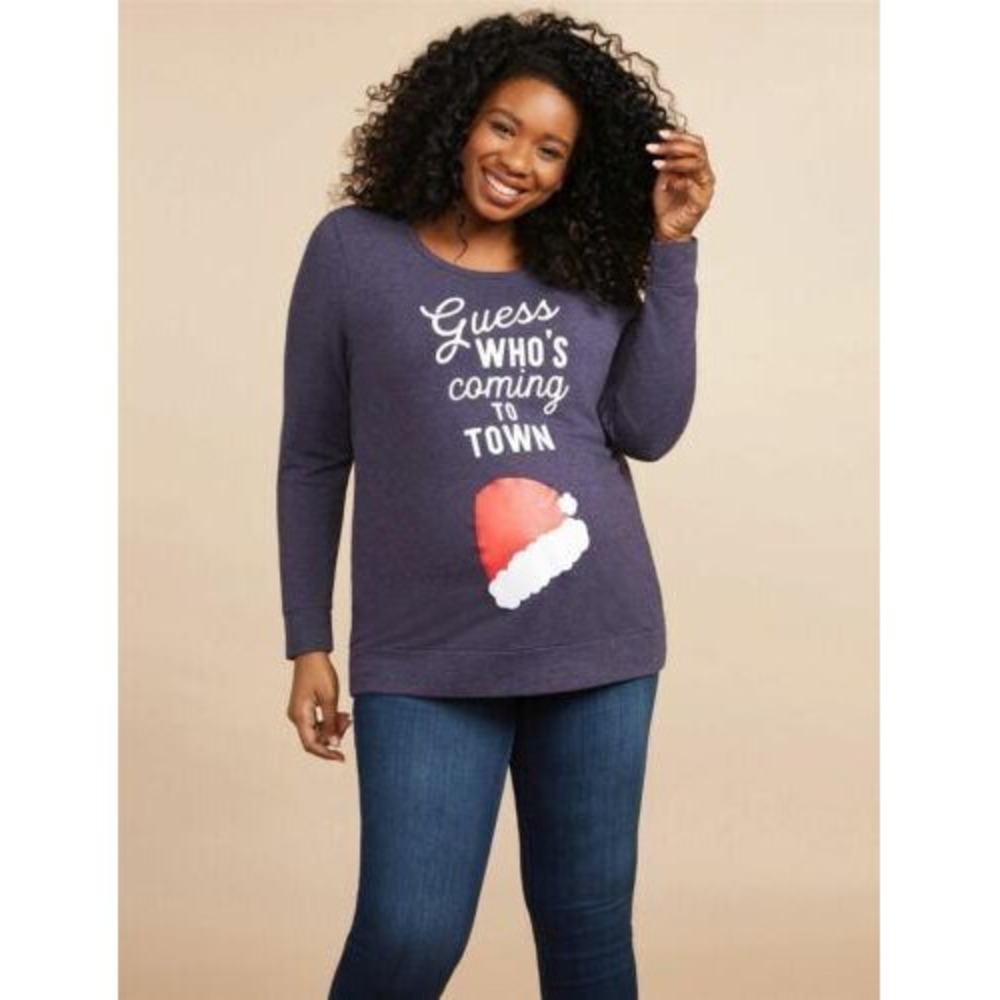 Guess Who's Coming to Town Navy Maternity Sweater